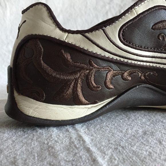 Puma Brown & Cream Embroidered Shoes - Picture 6 of 7